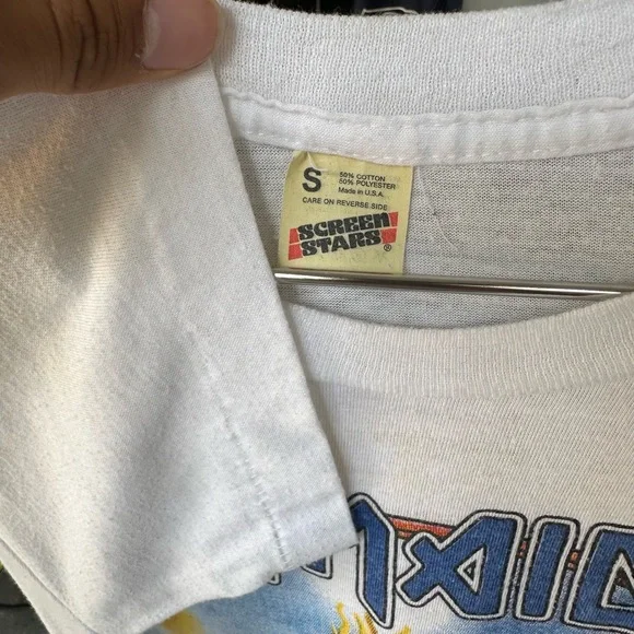 Iron Maiden Band Tee Mens Size Small White Vintage Concert Heavy Metal Grail - Picture 3 of 8